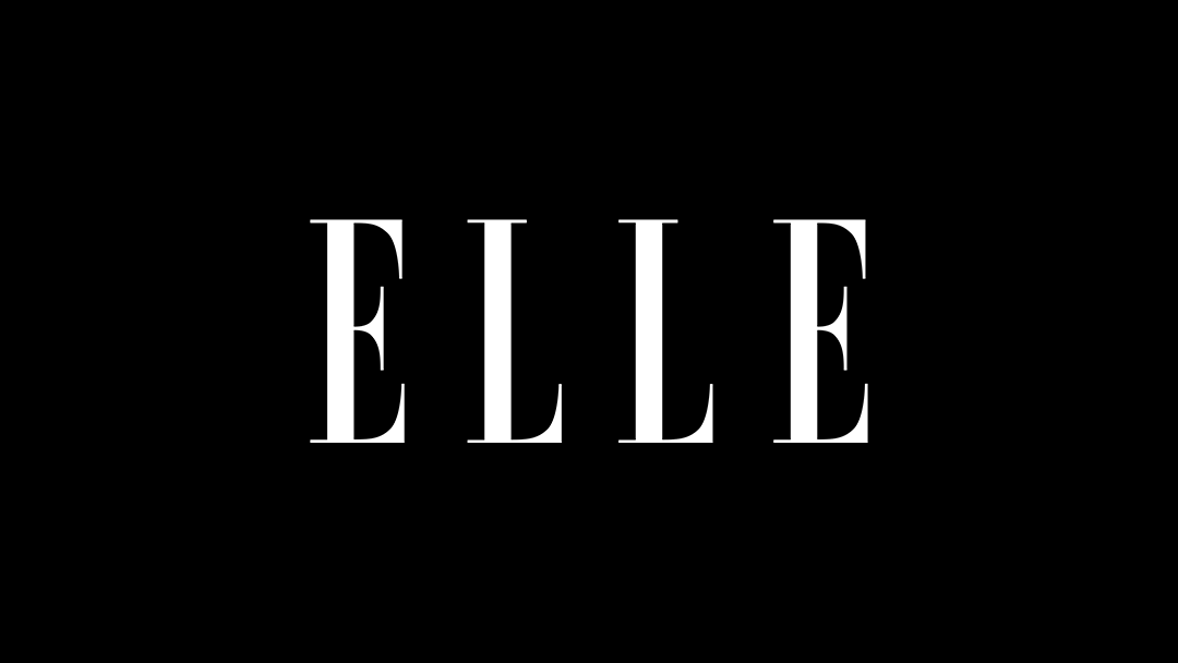 Logo ELLE blanc sur fond noir